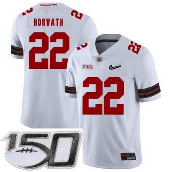 Ohio State Buckeyes 22 Les Horvath White Diamond Nike Logo College Football Stitched 150th Anniversary Patch Jersey